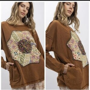 Blue Velvet Patchwork Distressed Tip